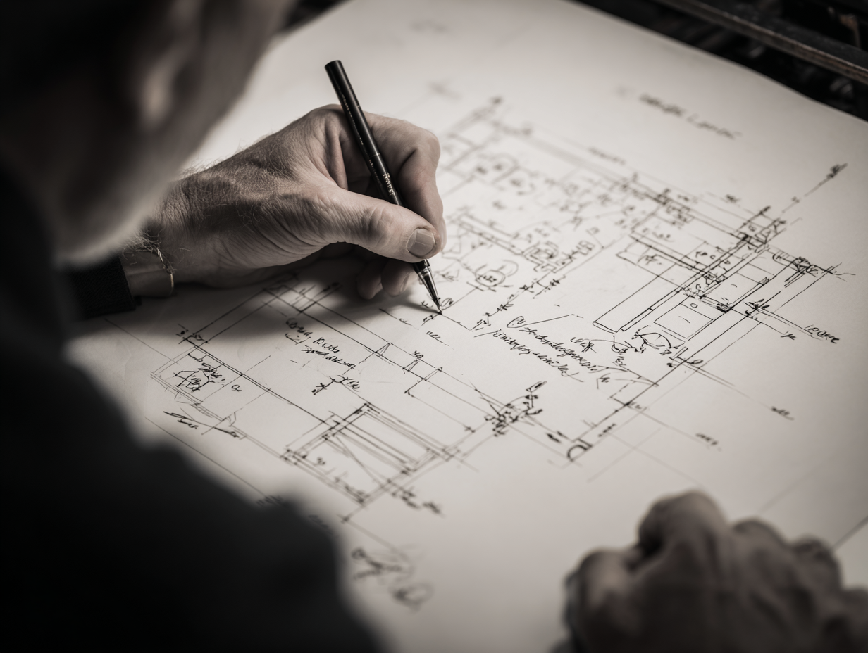 The installer shows a drawing with markings according to fire safety regulations
